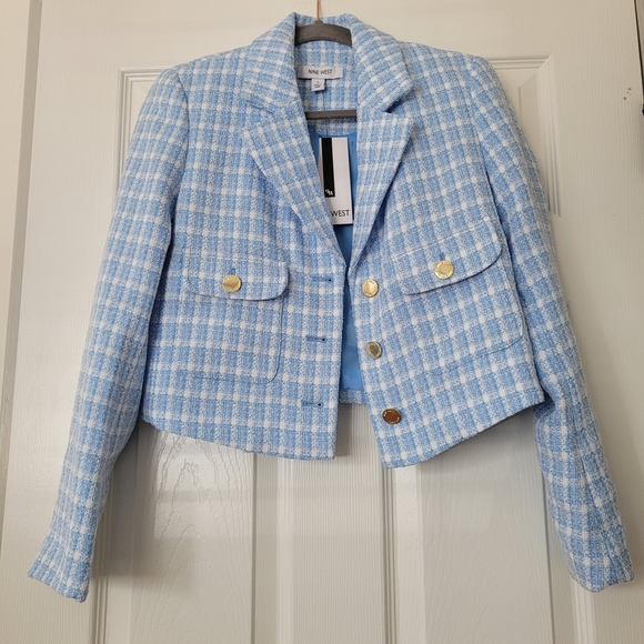 Nine West Jackets & Blazers - Nine West Blue Plaid Blazer with Gold Buttons